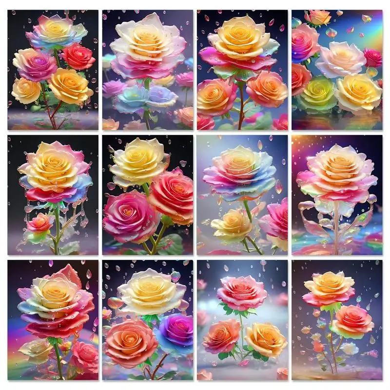 

GATYZTORY 40x50cm Painting By Numbers for Kids & Adults Handpainted Flowers DIY Paint By Number On Canvas Modern Home Decor