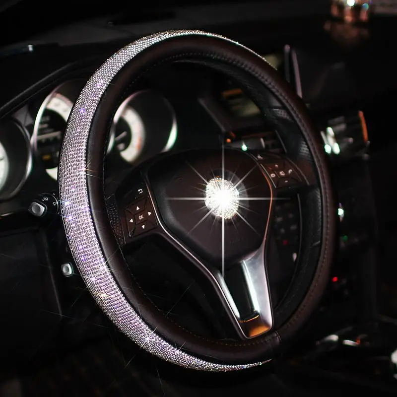 2022 Bling Bling Rhinestones Crystal Car Steering Wheel Cover PU Leather Steering-wheel Covers Auto Accessories Case Car Styling
2022 Bling Bling Rhinestones Crystal Car Steering Wheel Cover PU Leather Steering-wheel Covers Auto Accessories Case Car Styling