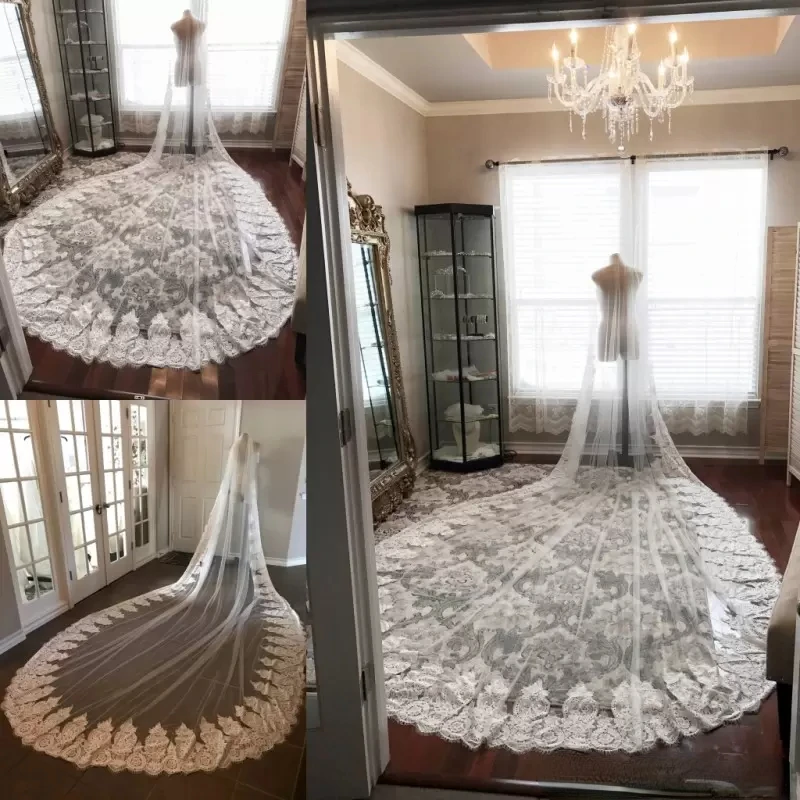 Luxury Cathedral length 3M Wedding Veils Top Quality Lace Applique One Layer Tulle Bridal Veil With Comb Custom Made
Luxury Cathedral length 3M Wedding Veils Top Quality Lace Applique One Layer Tulle Bridal Veil With Comb Custom Made
