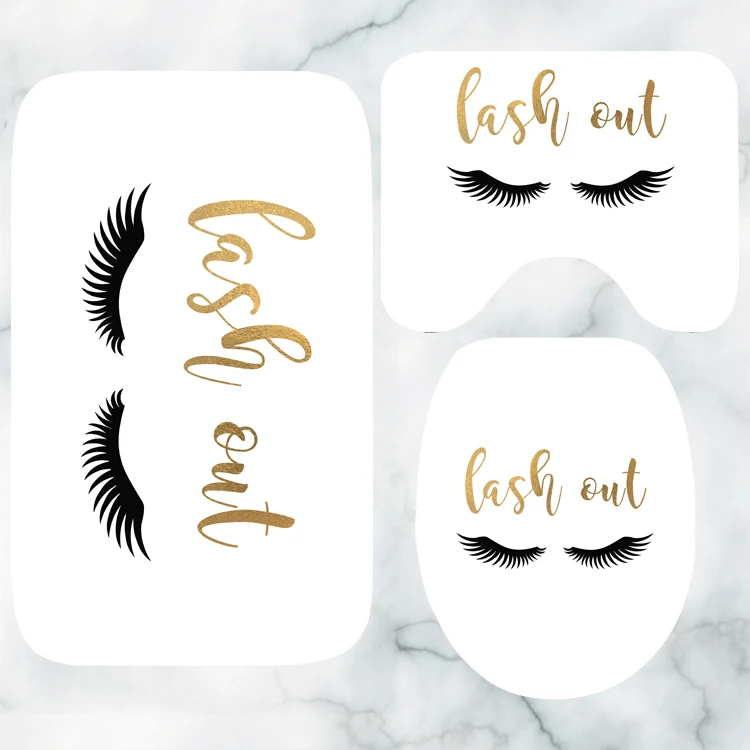 Stylish Gold Glitter Lash Out Eye Lashes Mat Rug Carpet Rose Gold Eyelash Bathroom Mat for Toilet Seat Lid Cover Hello Gorgeous
Stylish Gold Glitter Lash Out Eye Lashes Mat Rug Carpet Rose Gold Eyelash Bathroom Mat for Toilet Seat Lid Cover Hello Gorgeous