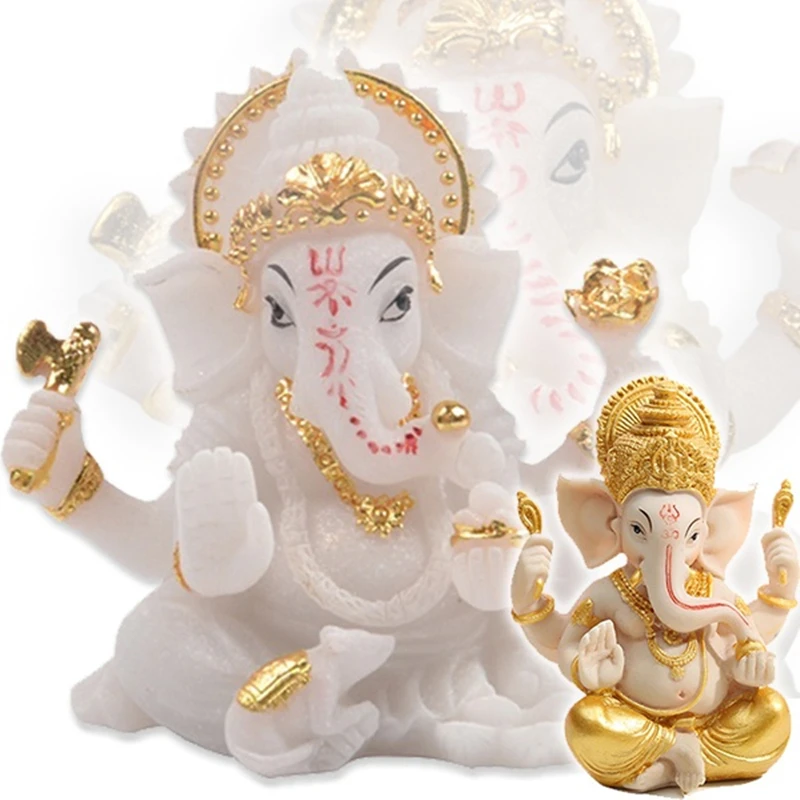 

Hand-painted Runes Lord Ganesha Buddha Statue Home Decoration Ganesh Elephant God Sculpture Figurines Ornaments Buddha Statues