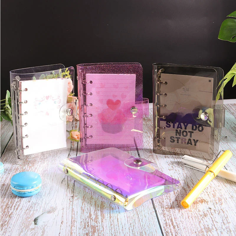 A5 A6 A7 PVC Rainbow laser Transparent Notebook diary Cover Glitter Loose leaf Note Book Planner Clip Office Supplies
A5 A6 A7 PVC Rainbow laser Transparent Notebook diary Cover Glitter Loose leaf Note Book Planner Clip Office Supplies