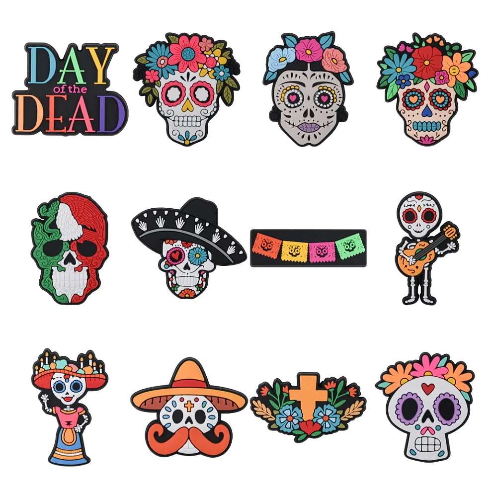 Сахарные черепа, подвеска для обуви, сандалии, мексиканская обувь, аксессуары, пряжка, Декор, булавки JIBZ для крокса, подвески, подарок для детской вечеринки
Сахарные черепа, подвеска для обуви, сандалии, мексиканская обувь, аксессуары, пряжка, Декор, булавки JIBZ для крокса, подвески, подарок для детской вечеринки