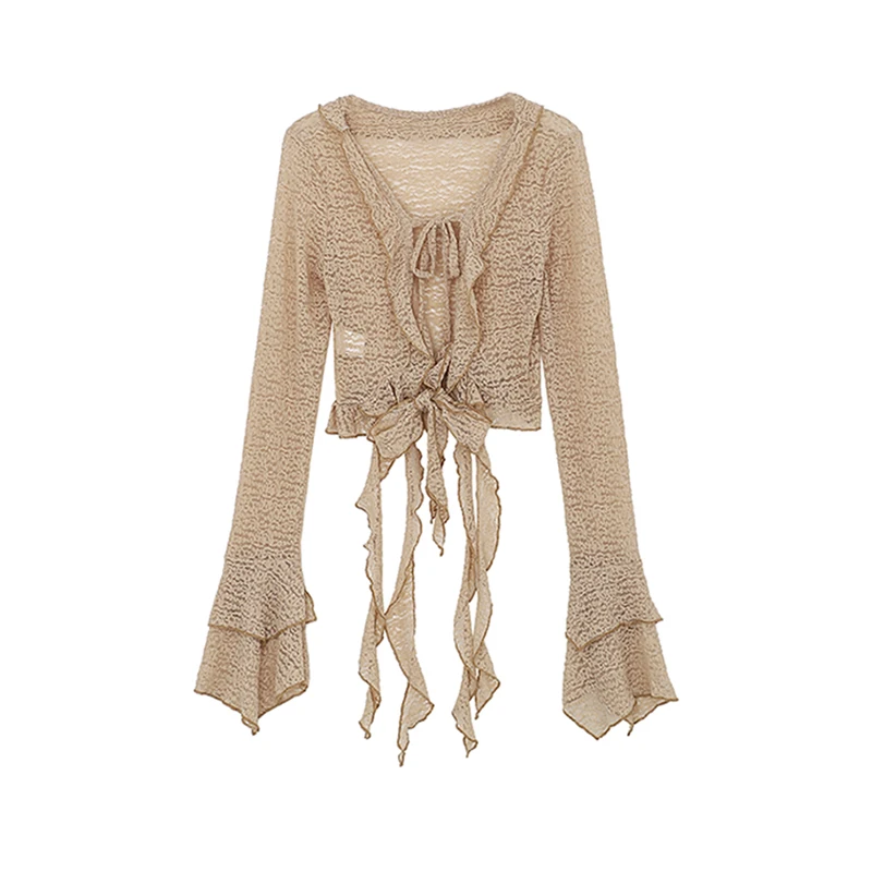 2023 Elegant Women's Khaki Shirt Long Sleeve Blouse Fashion Chic Y2k Harajuku Casual Streetwear Vintage Lace Up Blusas for Women 
2023 Elegant Women's Khaki Shirt Long Sleeve Blouse Fashion Chic Y2k Harajuku Casual Streetwear Vintage Lace Up Blusas for Women