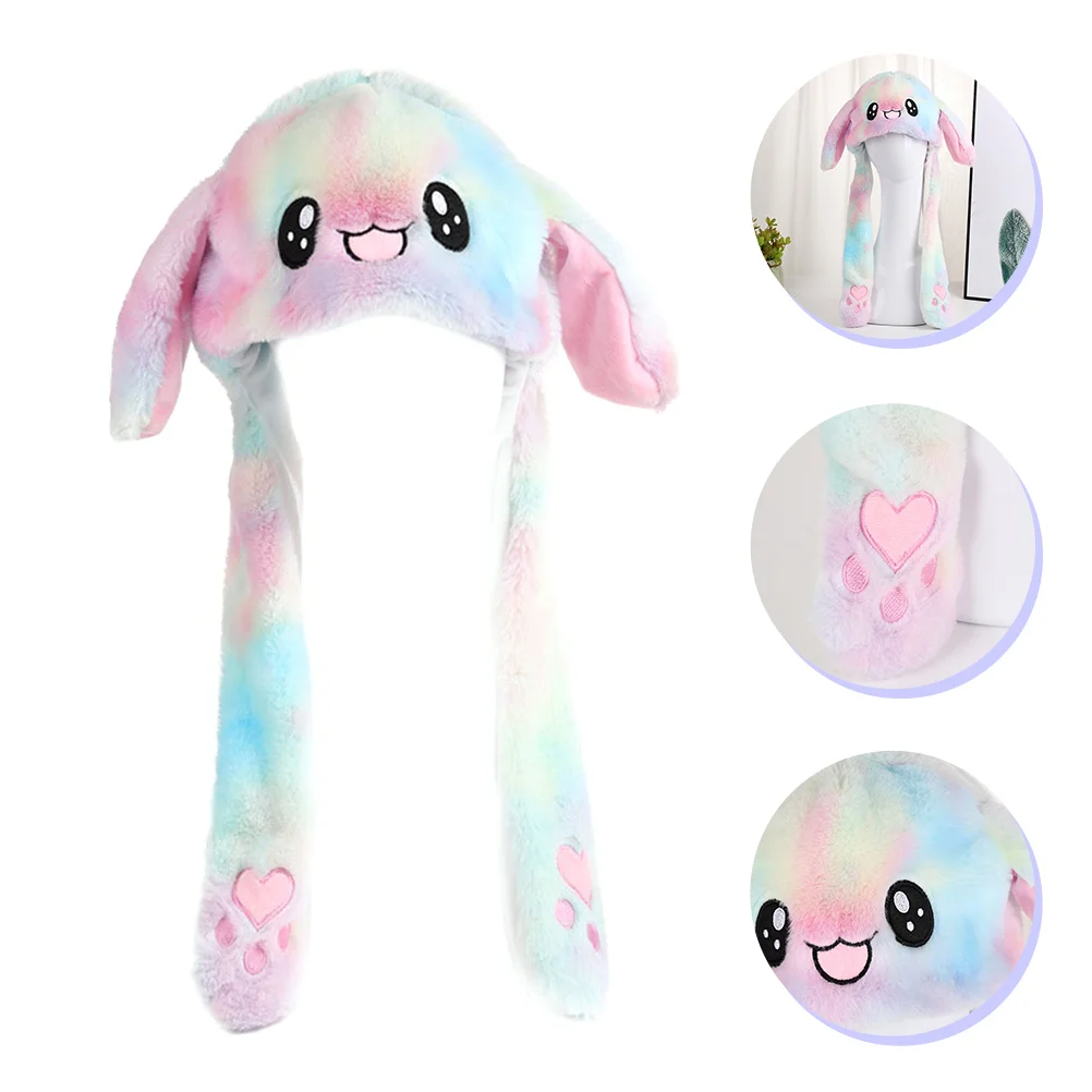 

Hat Plush Rabbit Bunny Ear Moving Ears Animal Jumping Easter Hats Cosplay Headband Led Dancing Beanie Cap Up Cute Glowing Winter