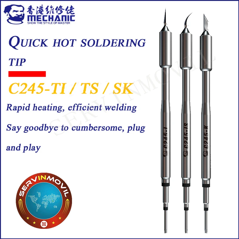 MECHANIC C245 heating core external heating type long soldering iron tip welding tip precision electroplating process
MECHANIC C245 heating core external heating type long soldering iron tip welding tip precision electroplating process