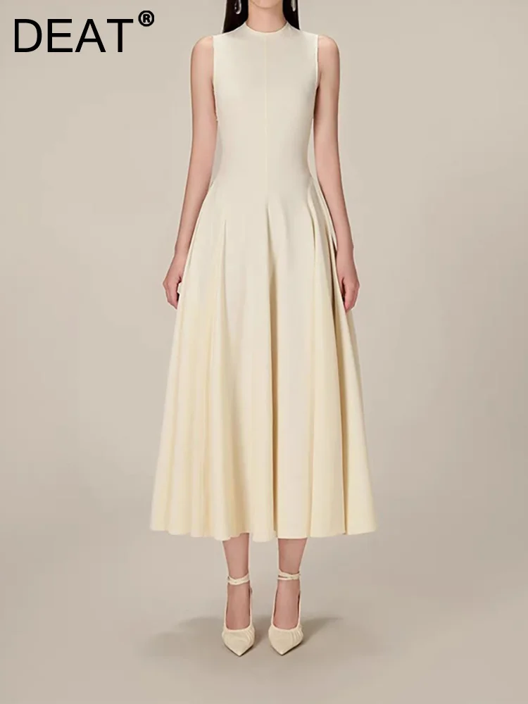 DEAT Women's Fashion Dress O-neck Sleeveless Solid Color Pleated Waist Simplicity Female Party Dresses Summer 2023 New 13DB2557
DEAT Women's Fashion Dress O-neck Sleeveless Solid Color Pleated Waist Simplicity Female Party Dresses Summer 2023 New 13DB2557