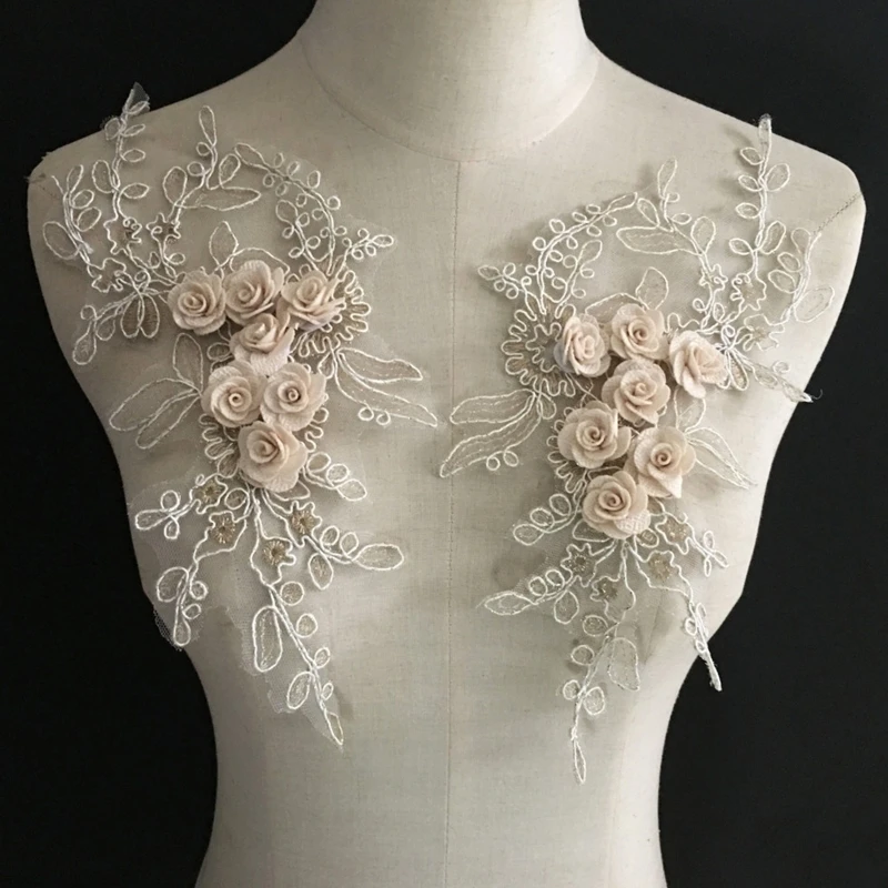 H9ED 1 Pair Lace Neckline Fabric 3D Flower Applique DIY Clothing Garment Accessories
H9ED 1 Pair Lace Neckline Fabric 3D Flower Applique DIY Clothing Garment Accessories