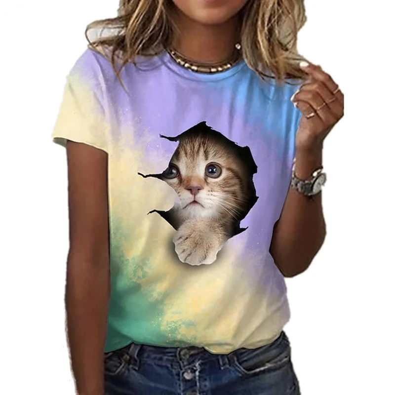 Gradient Cat T-Shirt 3D Print Pattern Summer Fashion T-shirt V-Neck Vintage Loose T Shirt Oversized Short Sleeves Girls Clothing
Gradient Cat T-Shirt 3D Print Pattern Summer Fashion T-shirt V-Neck Vintage Loose T Shirt Oversized Short Sleeves Girls Clothing