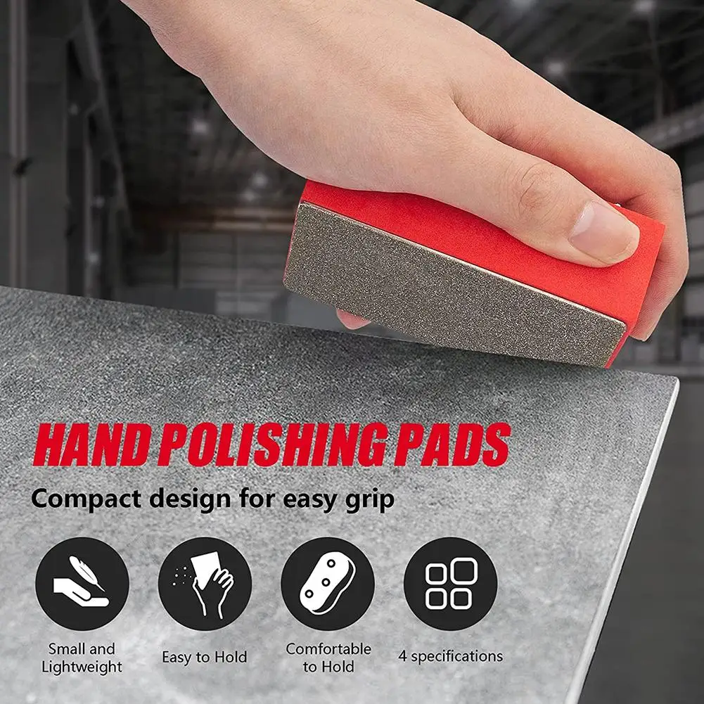 4pcs Diamond Hand Polishing Pads Tile Glass Grinding Block Pad Marble Ceramic Sanding Disc Polisher Tool 3.54x2.16x1.18inch
4pcs Diamond Hand Polishing Pads Tile Glass Grinding Block Pad Marble Ceramic Sanding Disc Polisher Tool 3.54x2.16x1.18inch