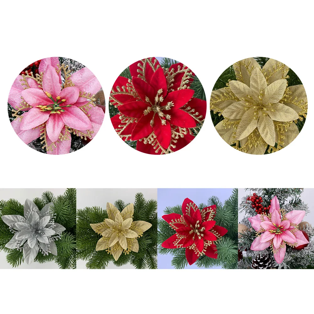 Poinsettia Glitter Flower 10Pcs 13cm Christmas Artifical Flowers For Christmas Tree Ornaments Flower Decorations Gold Silver Red
Poinsettia Glitter Flower 10Pcs 13cm Christmas Artifical Flowers For Christmas Tree Ornaments Flower Decorations Gold Silver Red