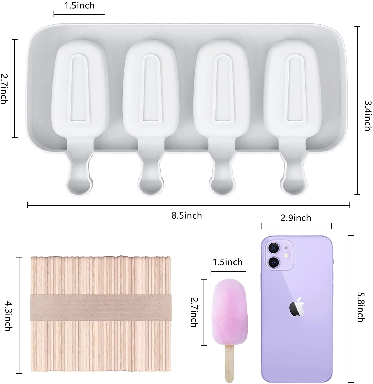 Popsicle Molds Set Of 2, Ice Pop Molds Silicone 4 Cavities Ice Cream Mold Oval Cake Pop Mold With 50 Sticks For DIY Popsicle
Popsicle Molds Set Of 2, Ice Pop Molds Silicone 4 Cavities Ice Cream Mold Oval Cake Pop Mold With 50 Sticks For DIY Popsicle