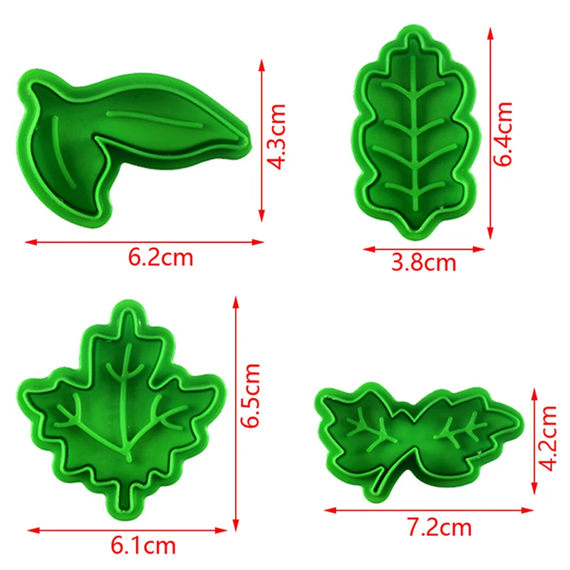 4 types Leaf Plastic Cookie Mold Plunger Cutter Stamp Fondant Embosser Die 3D Biscuit Cake Molds
4 types Leaf Plastic Cookie Mold Plunger Cutter Stamp Fondant Embosser Die 3D Biscuit Cake Molds