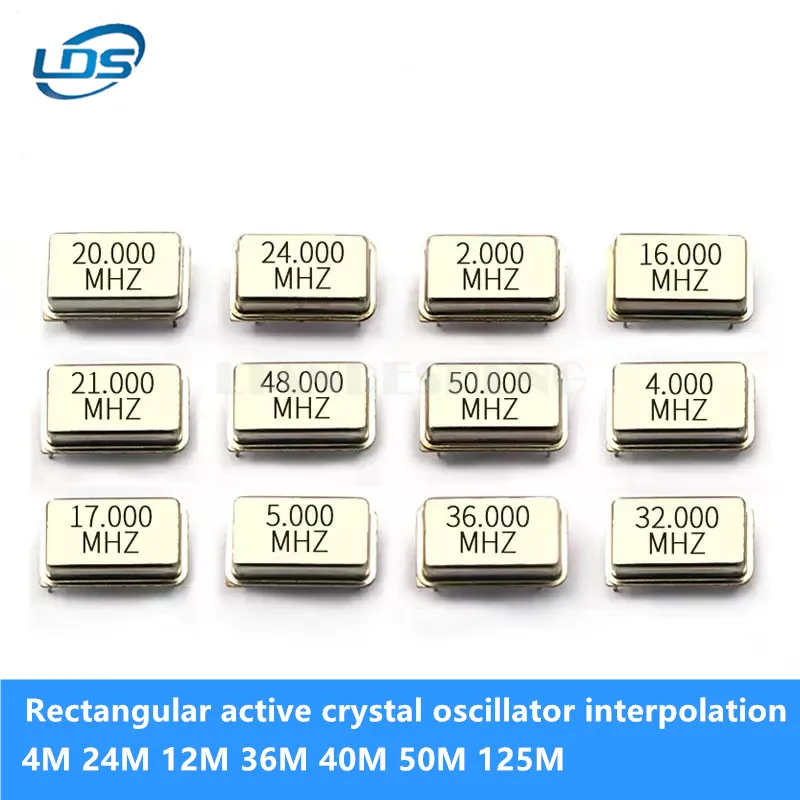 1pcs Rectangular active crystal oscillator 4M 24M 12M 36M 40M 50M 125M Hz four-pin clock vibrating crystal
1pcs Rectangular active crystal oscillator 4M 24M 12M 36M 40M 50M 125M Hz four-pin clock vibrating crystal