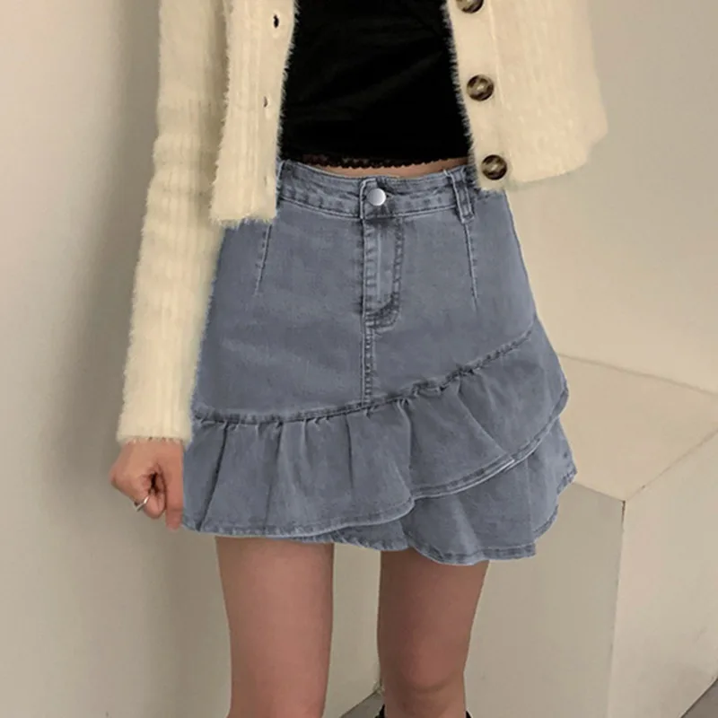 Summer High Waist A Line Denim Skirt Korean Style Elegant Casual Gothic Faldas Mujer 2021 Women Sexy Pleated Mini Jeans Skirts
Summer High Waist A Line Denim Skirt Korean Style Elegant Casual Gothic Faldas Mujer 2021 Women Sexy Pleated Mini Jeans Skirts
