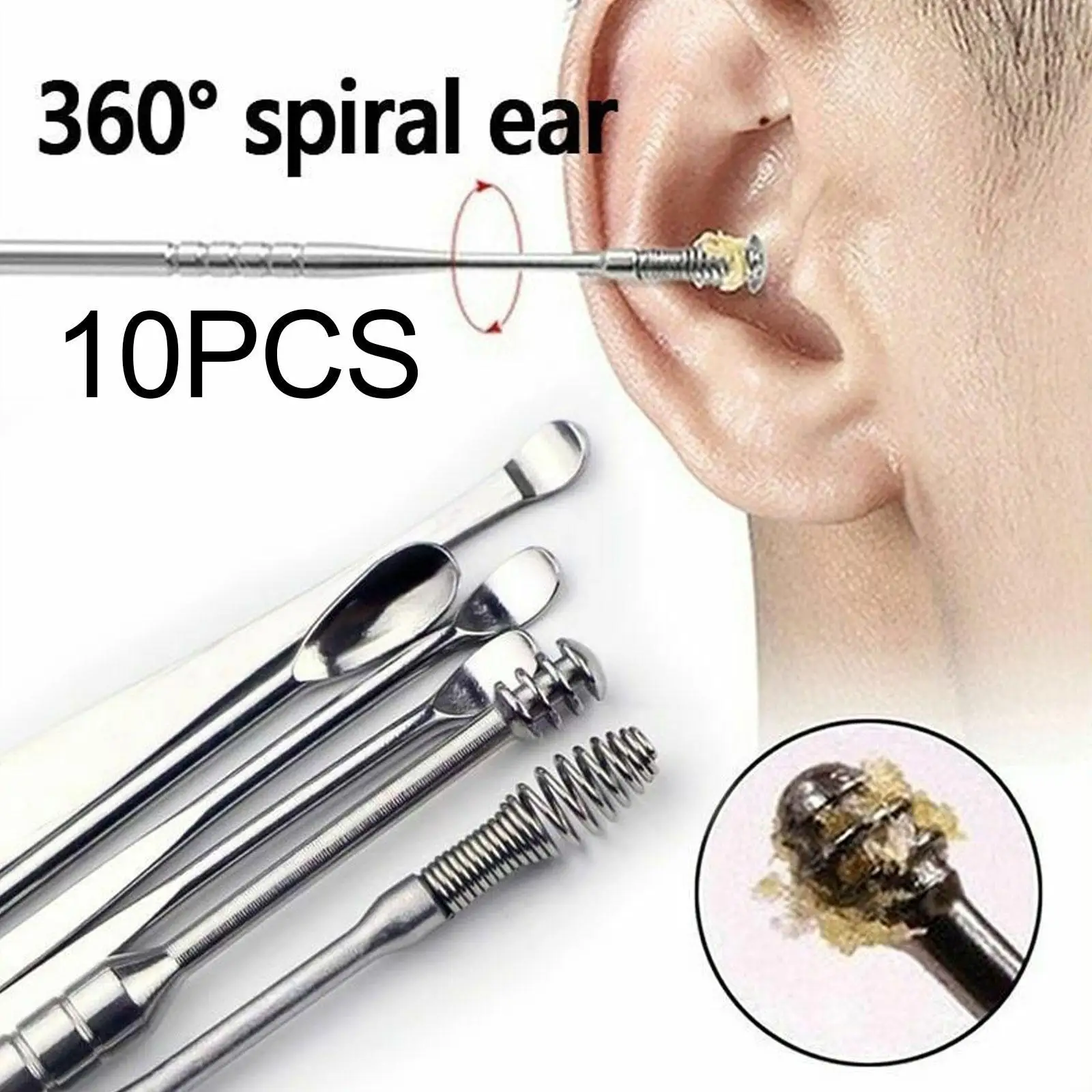 

10/9Pcs/set Ear Wax Pickers Steel Earpick Wax Remover piercing kit earwax Curette Spoon Care Ear Clean Tool Easy Carry