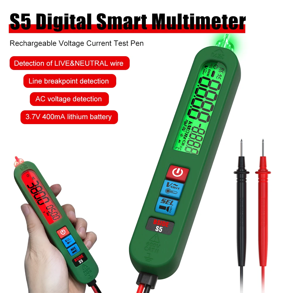 Multifunctional Smart Multimeter Pen Hardware Tools Fast Chargin 3.7V 400mA Lithium Battery Line Breakpoint AC Voltage Detection
Multifunctional Smart Multimeter Pen Hardware Tools Fast Chargin 3.7V 400mA Lithium Battery Line Breakpoint AC Voltage Detection