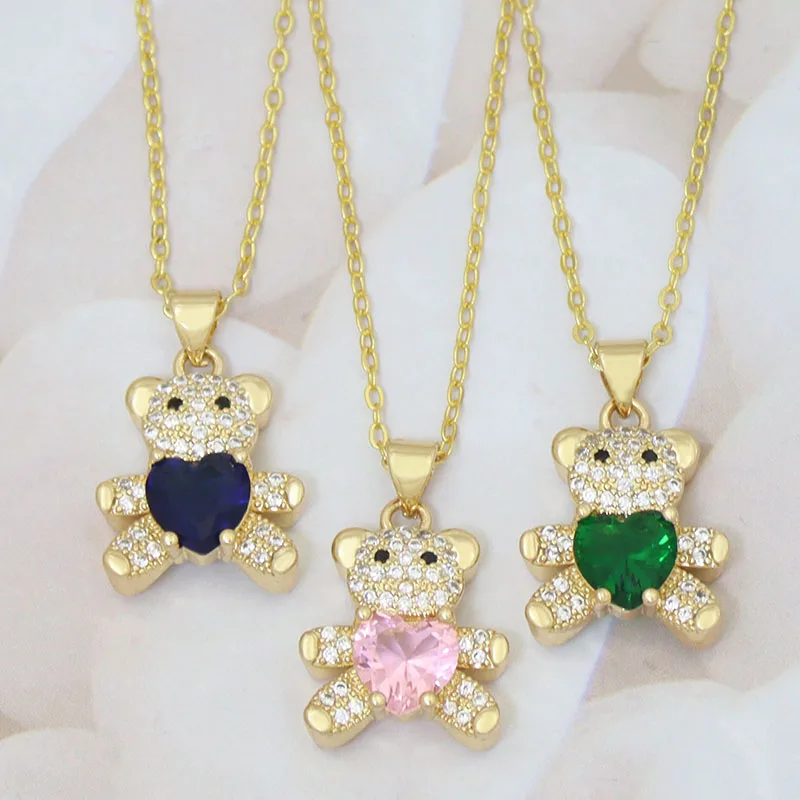 Gold Filled Bear with Zircon Pendant Necklace Multi Color Love Heart Exquisite and Stylish Animal Jewelry Gifts for Girls
Gold Filled Bear with Zircon Pendant Necklace Multi Color Love Heart Exquisite and Stylish Animal Jewelry Gifts for Girls
