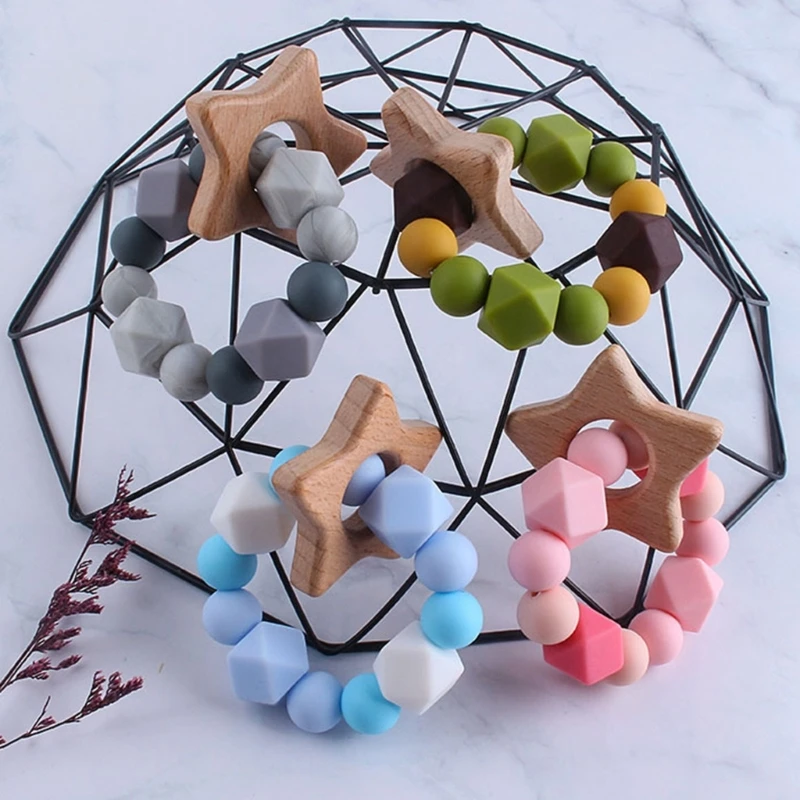 Браслет-прорезыватель для зубов с деревянными бусинами
Браслет-прорезыватель для зубов с деревянными бусинами