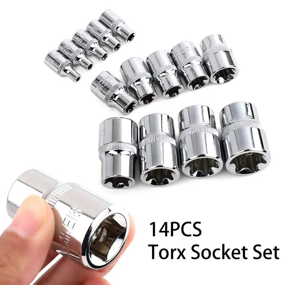 

1/4" 3/8" Torx Star Socket Set Femal E Type Sockets Wrench Head E4 E5 E6 E7 E8 E10 E12 E14 E16 E18 E20 Auto Repair Tools