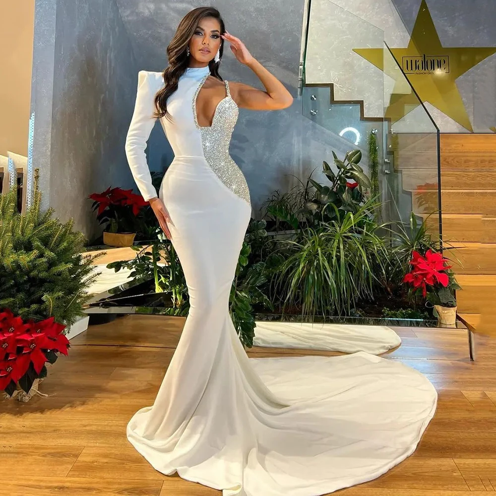 Eeqasn Ivory Long Sleeves Women Prom Dresses Mermaid One Shoulder Sequines Court Train Bocycon Evening Gowns Formal Party Dress
Eeqasn Ivory Long Sleeves Women Prom Dresses Mermaid One Shoulder Sequines Court Train Bocycon Evening Gowns Formal Party Dress