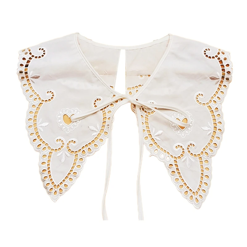 E9LC False Collar Hollow Out Trim Embroidery Collar Venise Lace Up Neckline Easy To Wear Detachable Collar Women 
E9LC False Collar Hollow Out Trim Embroidery Collar Venise Lace Up Neckline Easy To Wear Detachable Collar Women
