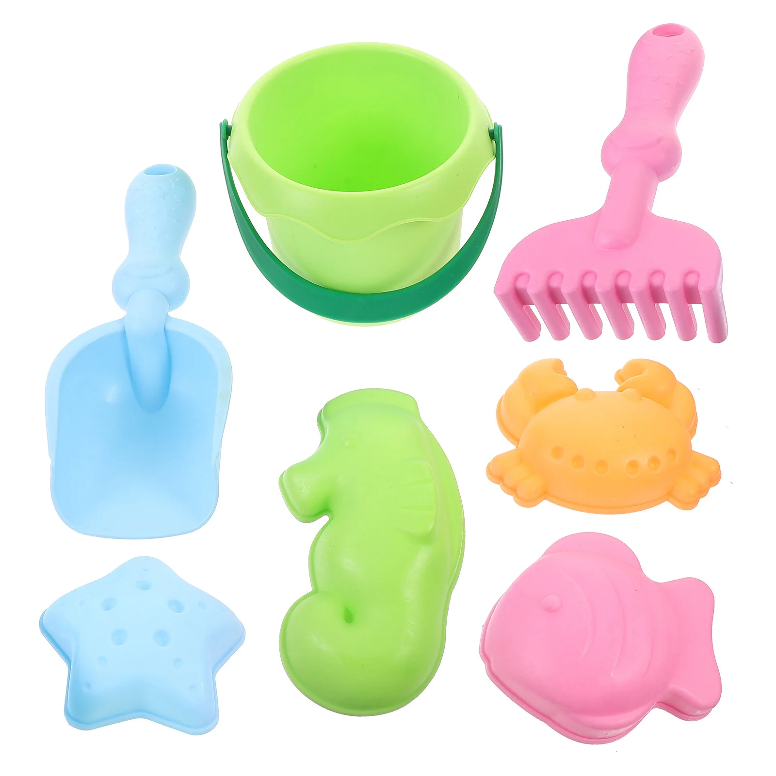 

1 Set of 7pcs Beach Toys Outdoor Water Playing Toys Sand Molds Toys for Kids Children (Random Color)