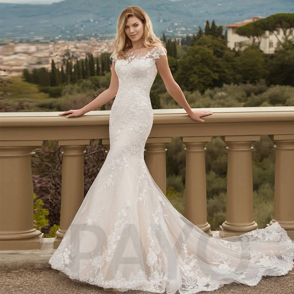 Vintage Mermaid Wedding Dress Exquisite Appliques Buttons Glitter Lace Up O-Neck Elegant Prom Gown Vestido De Novia Women
Vintage Mermaid Wedding Dress Exquisite Appliques Buttons Glitter Lace Up O-Neck Elegant Prom Gown Vestido De Novia Women