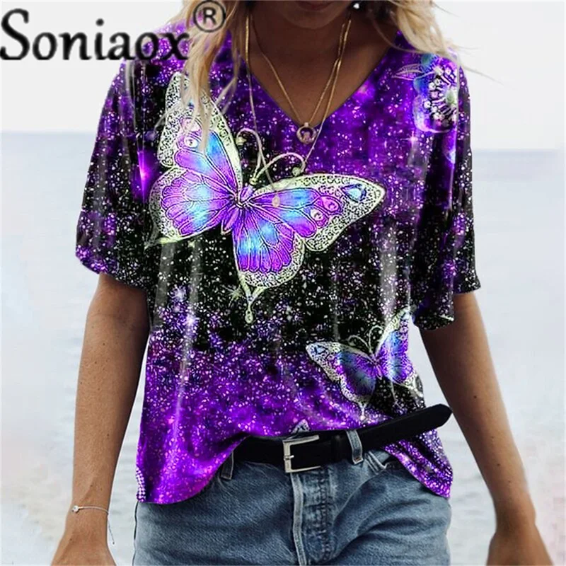 2021 Fashion Women's New Summer V-Neck Short-Sleeve Shirt Butterfly 3D Print T-Shirt Top Plus Size Casual Loose Street Clothing
2021 Fashion Women's New Summer V-Neck Short-Sleeve Shirt Butterfly 3D Print T-Shirt Top Plus Size Casual Loose Street Clothing