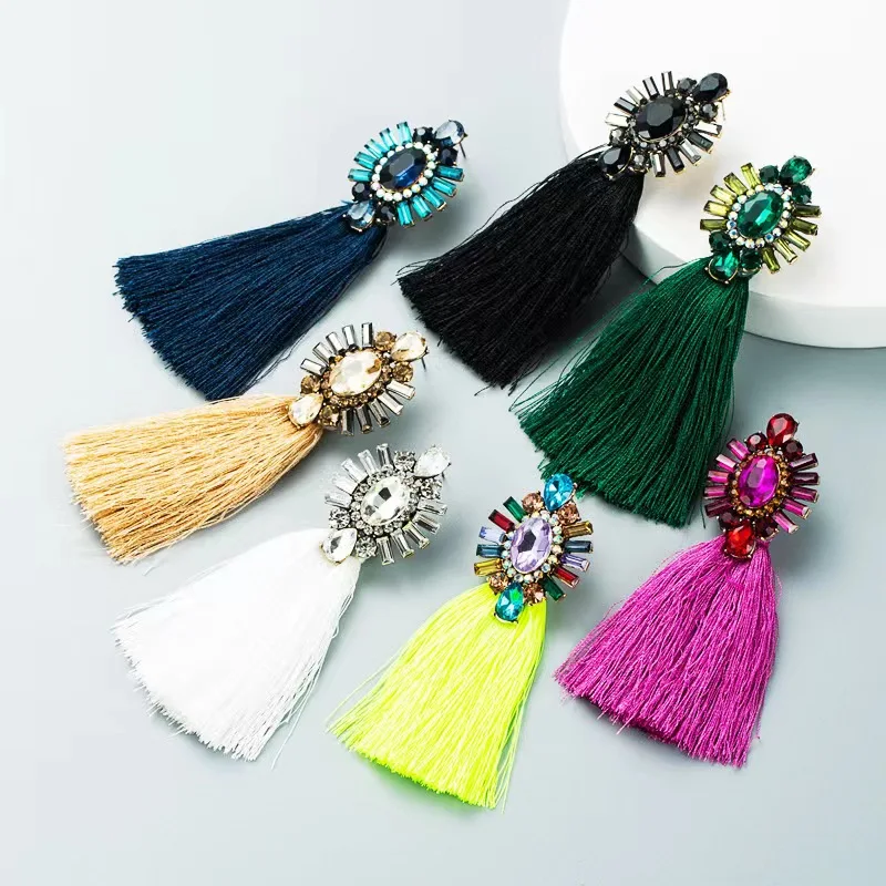 Bohemian Earrings for Women Fashion Creative Personality Rhinestone Silk Tassel Earrings Girls Vacation Party Trendy New Gift
Bohemian Earrings for Women Fashion Creative Personality Rhinestone Silk Tassel Earrings Girls Vacation Party Trendy New Gift