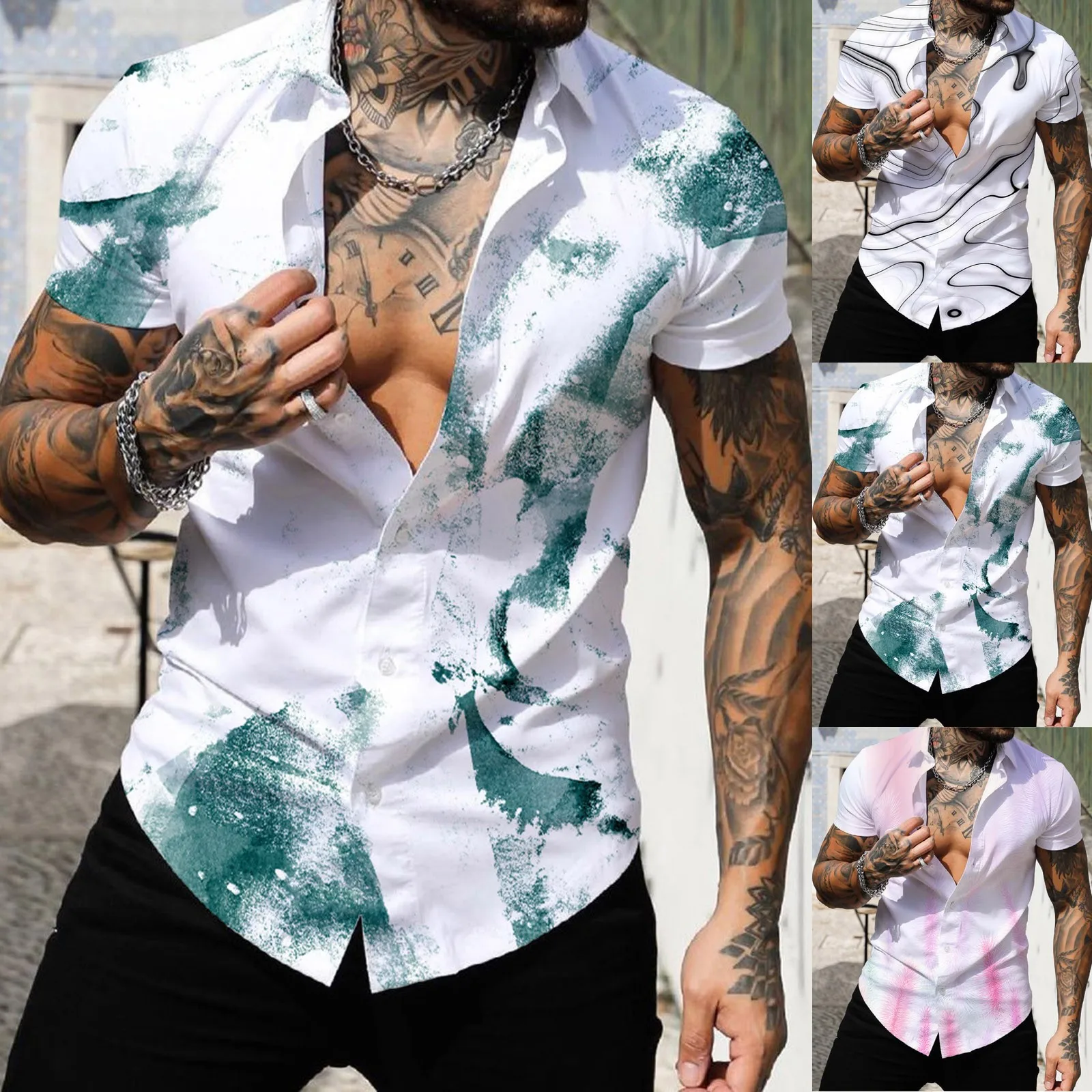 Solid Dress Shirt Men Spring Summer Single Breasted Casual Lapel Full Print Beach Short Sleeve Vacation Cotton Long Sleeved 
Solid Dress Shirt Men Spring Summer Single Breasted Casual Lapel Full Print Beach Short Sleeve Vacation Cotton Long Sleeved