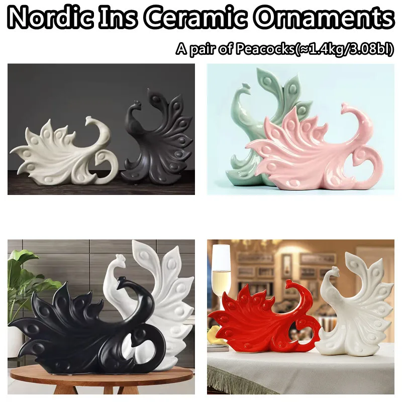 Nordic ins A Pair of Peacocks Ceramic Ornaments Glaze Porcelain Peacock Decoration Home Cabinet Craft Simplified Figurines
Nordic ins A Pair of Peacocks Ceramic Ornaments Glaze Porcelain Peacock Decoration Home Cabinet Craft Simplified Figurines