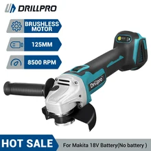 Drillpro 125MM Brushless Electric Angle Grinder 4 Speed Cutting Machine Power Tool  Lithium-Ion Battery For Makita 18V Battery