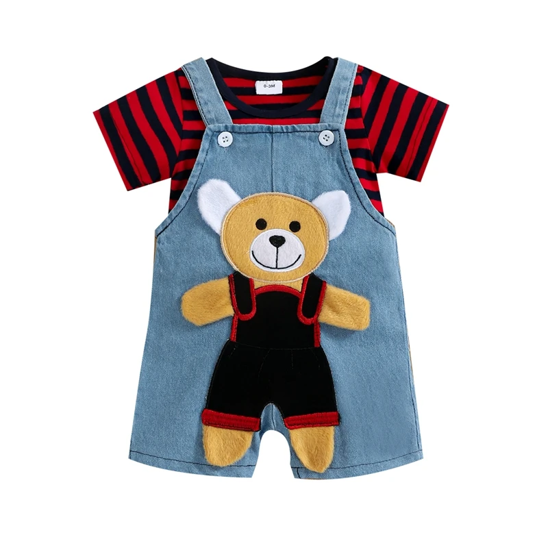 Baby Overalls Outfit Clothing Boy Girl Stripes Short Sleeve Romper Cartoon Bear Patchwork Casual for Boys Girls Clothing
Baby Overalls Outfit Clothing Boy Girl Stripes Short Sleeve Romper Cartoon Bear Patchwork Casual for Boys Girls Clothing