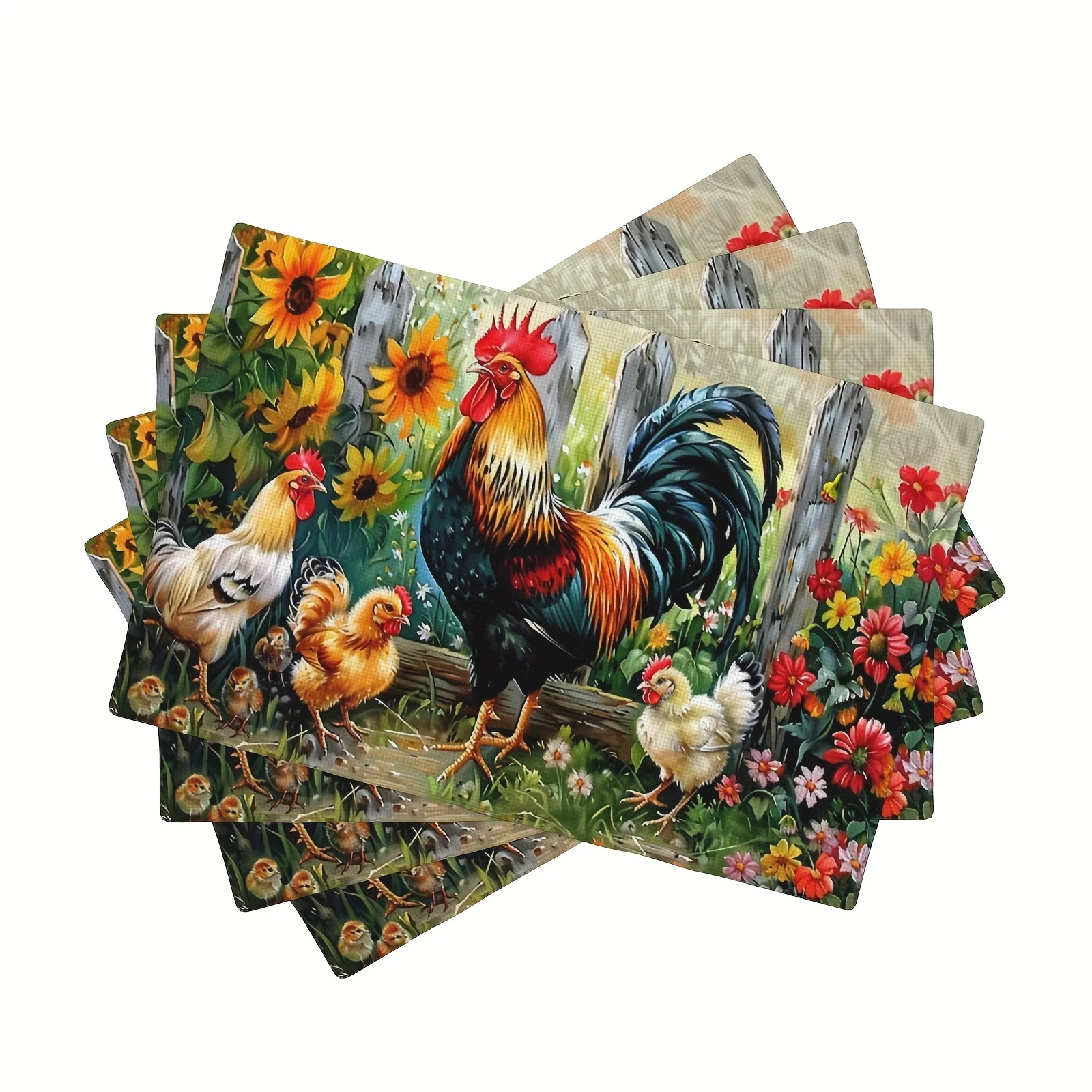 Набор из 4-х салфеток «Петух и курица» — моющиеся тканые квадратные коврики из полиэстера для кухни и столовой
Набор из 4-х салфеток «Петух и курица» — моющиеся тканые квадратные коврики из полиэстера для кухни и столовой