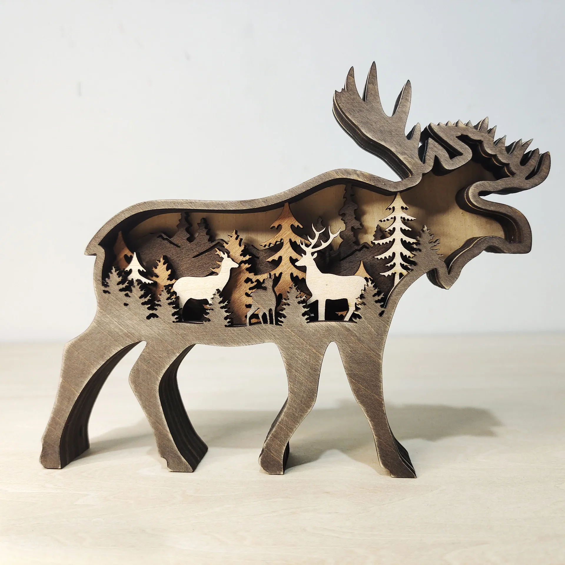 Christmas Carved Elk Deer Wooden Animal Multi-Layer Statues Brown Bear Miniatures With LED Decorative Crafts Gift For Home Decor
Christmas Carved Elk Deer Wooden Animal Multi-Layer Statues Brown Bear Miniatures With LED Decorative Crafts Gift For Home Decor