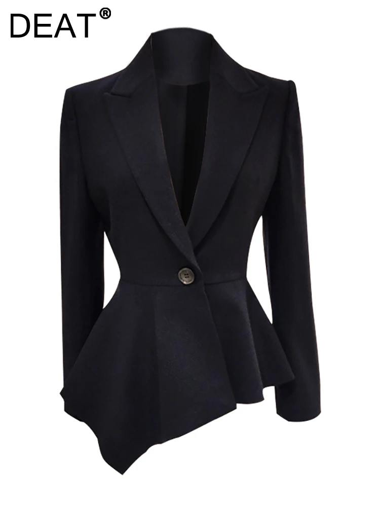 DEAT Fashion Women's Blazer Notched Collar Single Button Waist Long Sleeve Irregular Black Suit Jackets Spring 2023 New 17A6303
DEAT Fashion Women's Blazer Notched Collar Single Button Waist Long Sleeve Irregular Black Suit Jackets Spring 2023 New 17A6303