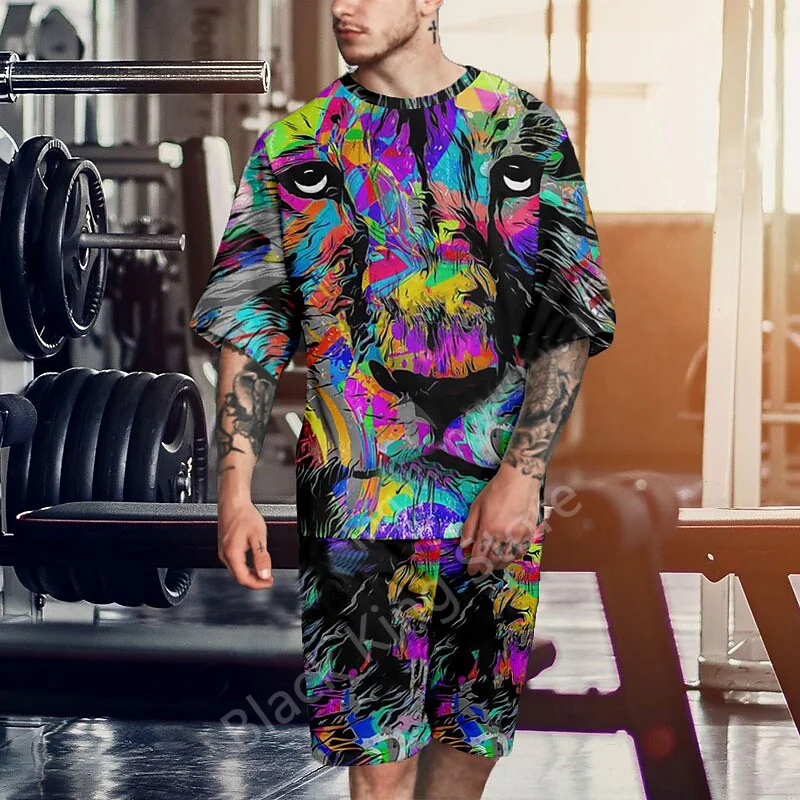 Men's Summer T-shirt Shorts 3D Printing Vintage Colorful Lion Streetwear High Quality Two-Piece Fashion Set Breathable Tracksuit
Men's Summer T-shirt Shorts 3D Printing Vintage Colorful Lion Streetwear High Quality Two-Piece Fashion Set Breathable Tracksuit
