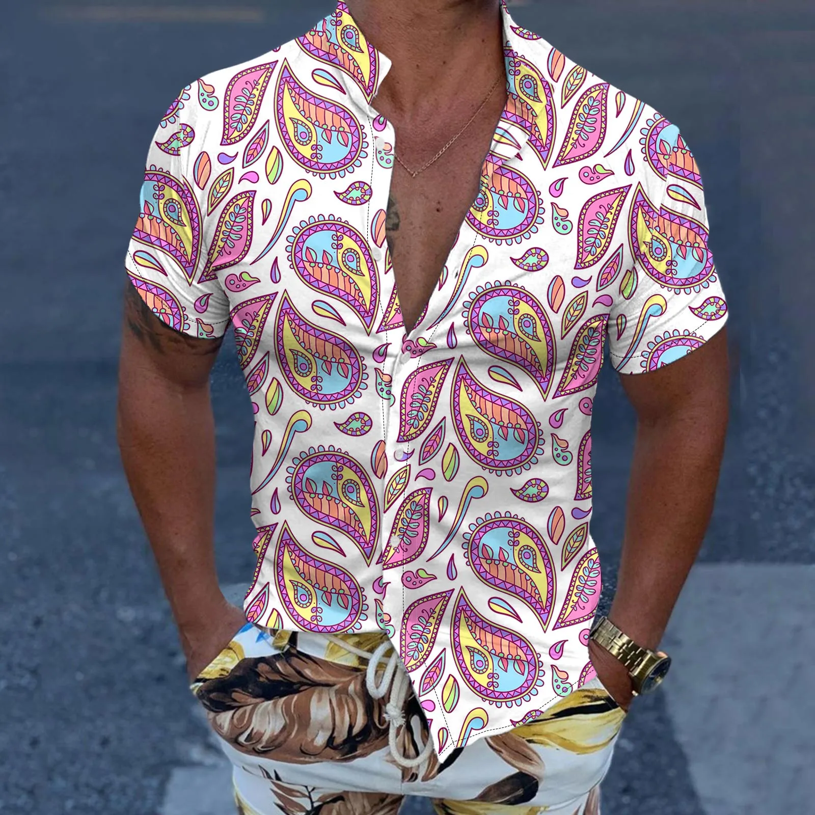 Рубашка мужская с принтом пейсли, этническая сорочка с короткими рукавами, приталенная, уличная одежда, повседневная винтажная дышащая, на пуговицах, на лето
Рубашка мужская с принтом пейсли, этническая сорочка с короткими рукавами, приталенная, уличная одежда, повседневная винтажная дышащая, на пуговицах, на лето
