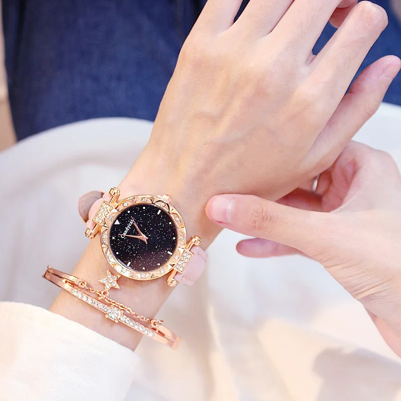 Women's watch starry sky moon digital dial bracelet watch set women's leather strap quartz watch women's clock Relogio Mujer Hot
Women's watch starry sky moon digital dial bracelet watch set women's leather strap quartz watch women's clock Relogio Mujer Hot