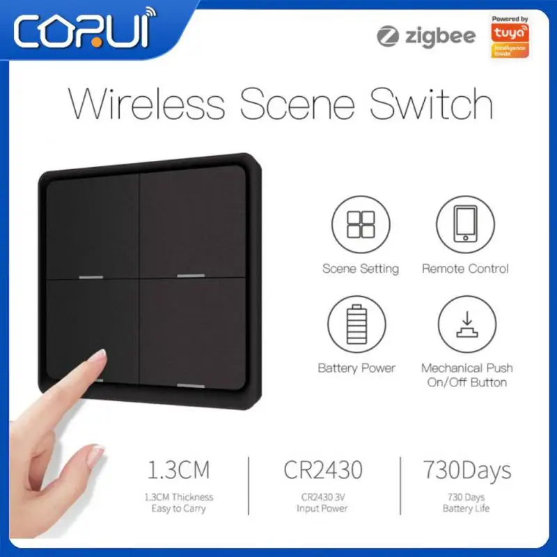 Смарт-выключатель CORUI Tuya ZigBee, беспроводной переключатель с 4 клавишами, работает от батареек, автоматизация
Смарт-выключатель CORUI Tuya ZigBee, беспроводной переключатель с 4 клавишами, работает от батареек, автоматизация