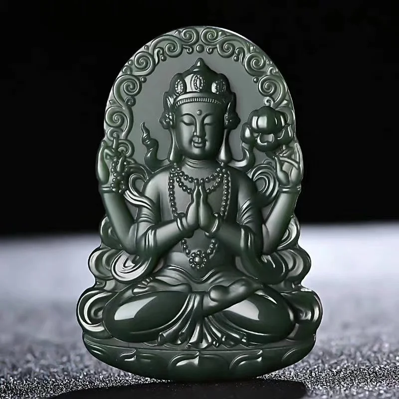 Mai Chuang/Hand Carved/He Tian Cyan Jade Four-armed Guanyin Necklace Pendant Fashion Jewelry Accessories Men Women Couple Gift
Mai Chuang/Hand Carved/He Tian Cyan Jade Four-armed Guanyin Necklace Pendant Fashion Jewelry Accessories Men Women Couple Gift