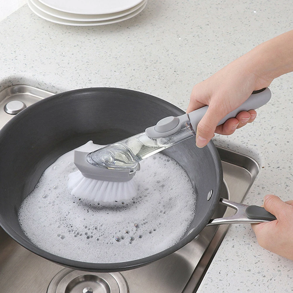Brand New Pot Brush Tool Dispenser Gray Kitchen Liquid Long Handle Plates Pots Range Hood Sponge Washing 1set Bowl
Brand New Pot Brush Tool Dispenser Gray Kitchen Liquid Long Handle Plates Pots Range Hood Sponge Washing 1set Bowl