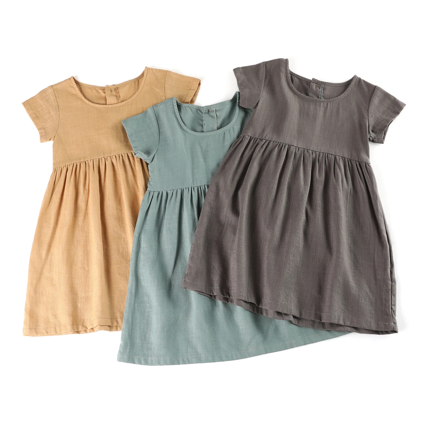 Summer Children Dress Clothes Toddler Girl Dresses Short Sleeve Linen Cotton Kids Beach Solid Dresses Fashion Girls Clothing
Summer Children Dress Clothes Toddler Girl Dresses Short Sleeve Linen Cotton Kids Beach Solid Dresses Fashion Girls Clothing