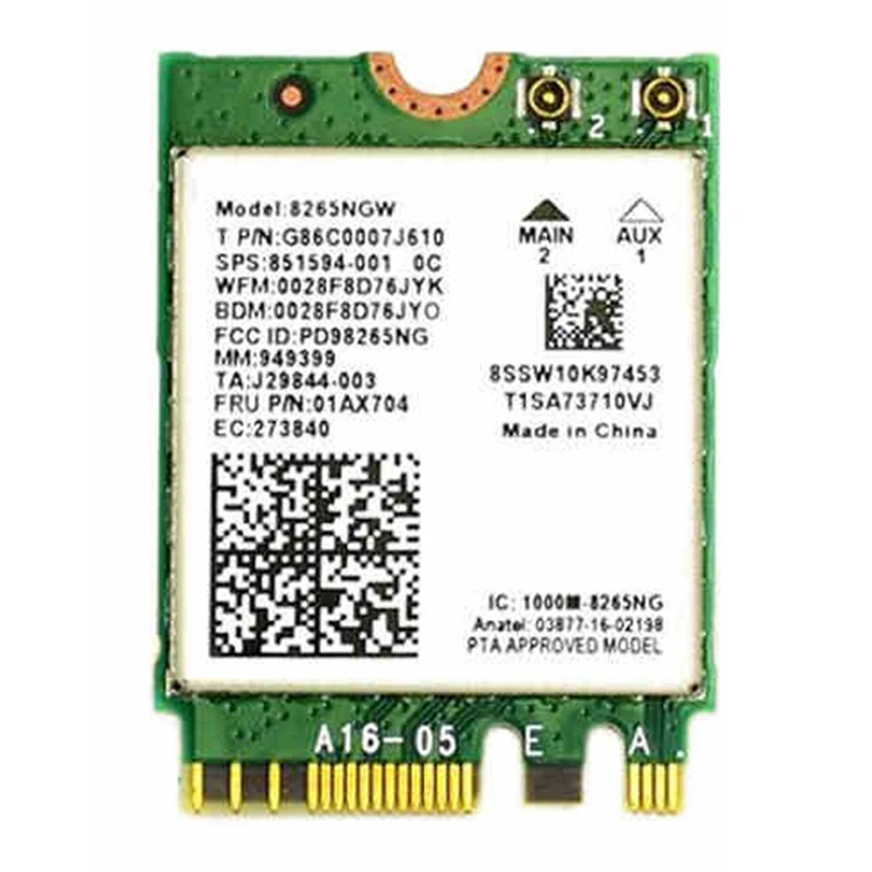Сетевой адаптер Wi-Fi 8265AC для Jetson Nano 300 Мбит/с + 867 Мбит/с 2,4 ГГц 5 ГГц двухдиапазонный модуль NGFF BT4.2 Wi-Fi
Сетевой адаптер Wi-Fi 8265AC для Jetson Nano 300 Мбит/с + 867 Мбит/с 2,4 ГГц 5 ГГц двухдиапазонный модуль NGFF BT4.2 Wi-Fi