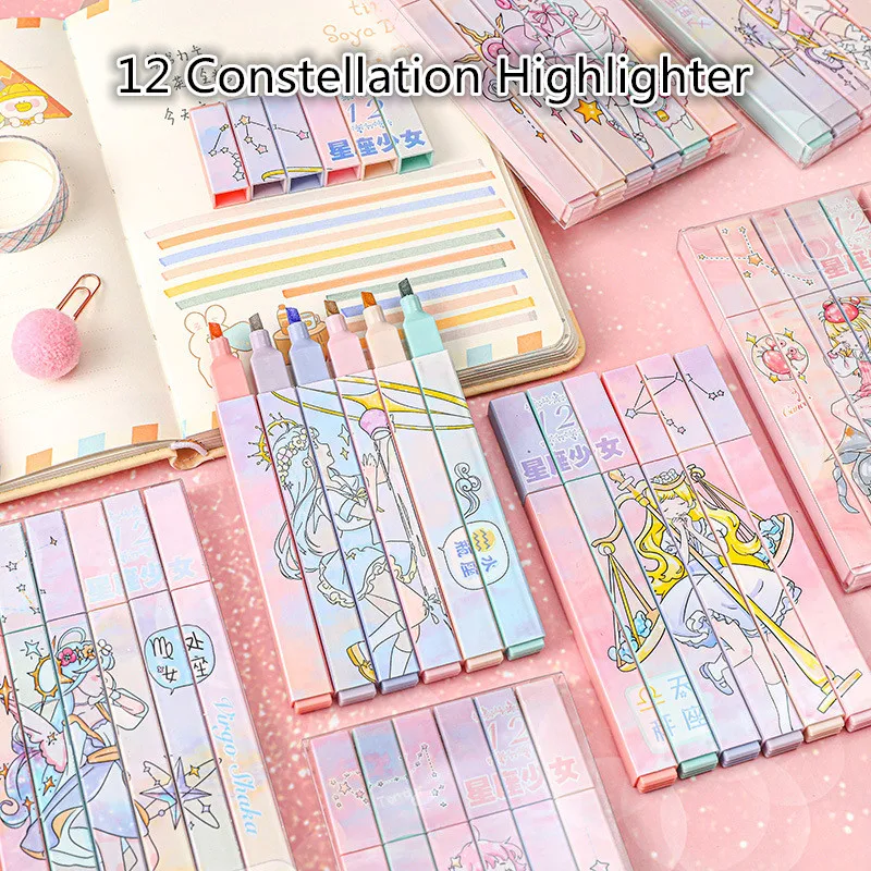 Cartoon Twelve Constellation Series Marker Highlighter Students Draw Key Marker Pen Boxed Light Color Eye Protection Color Pen
Cartoon Twelve Constellation Series Marker Highlighter Students Draw Key Marker Pen Boxed Light Color Eye Protection Color Pen