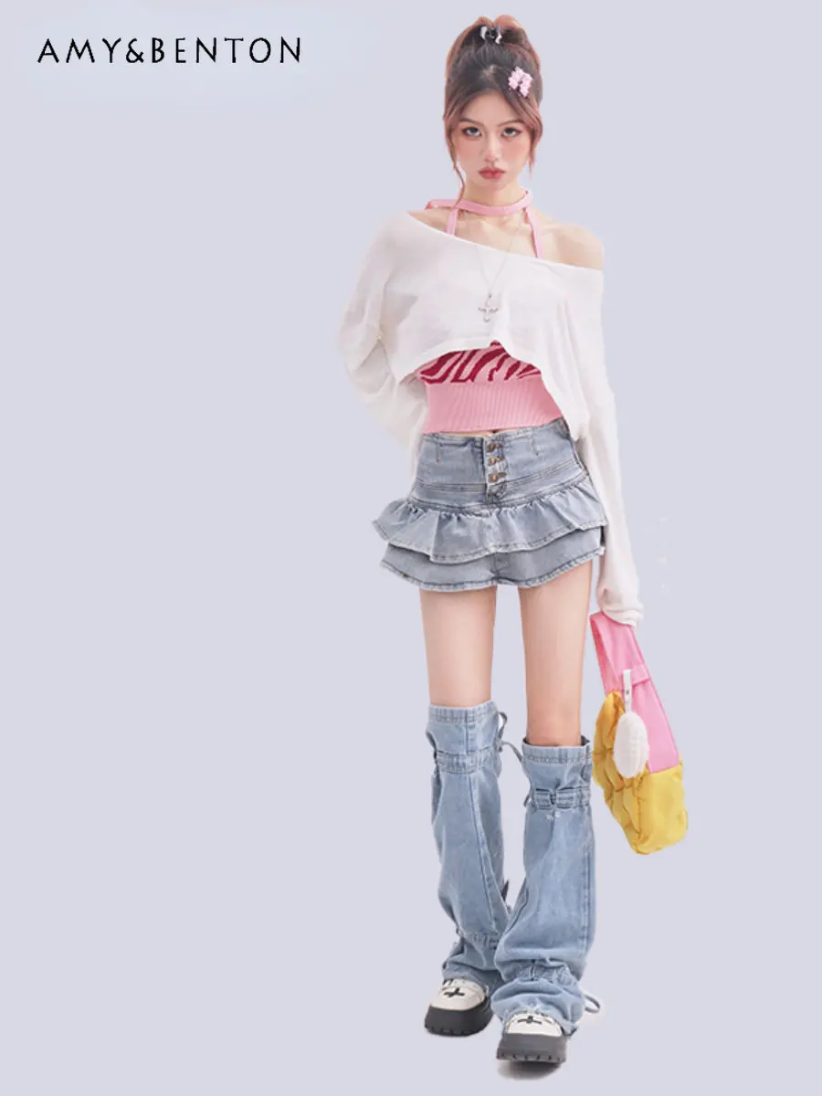 Korean Style Trendy Single-Breasted High Waist Ruffles Cake Skirt 2023 Summer Puffy Denim Skirt Women Preppy Style Pleated Skirt
Korean Style Trendy Single-Breasted High Waist Ruffles Cake Skirt 2023 Summer Puffy Denim Skirt Women Preppy Style Pleated Skirt