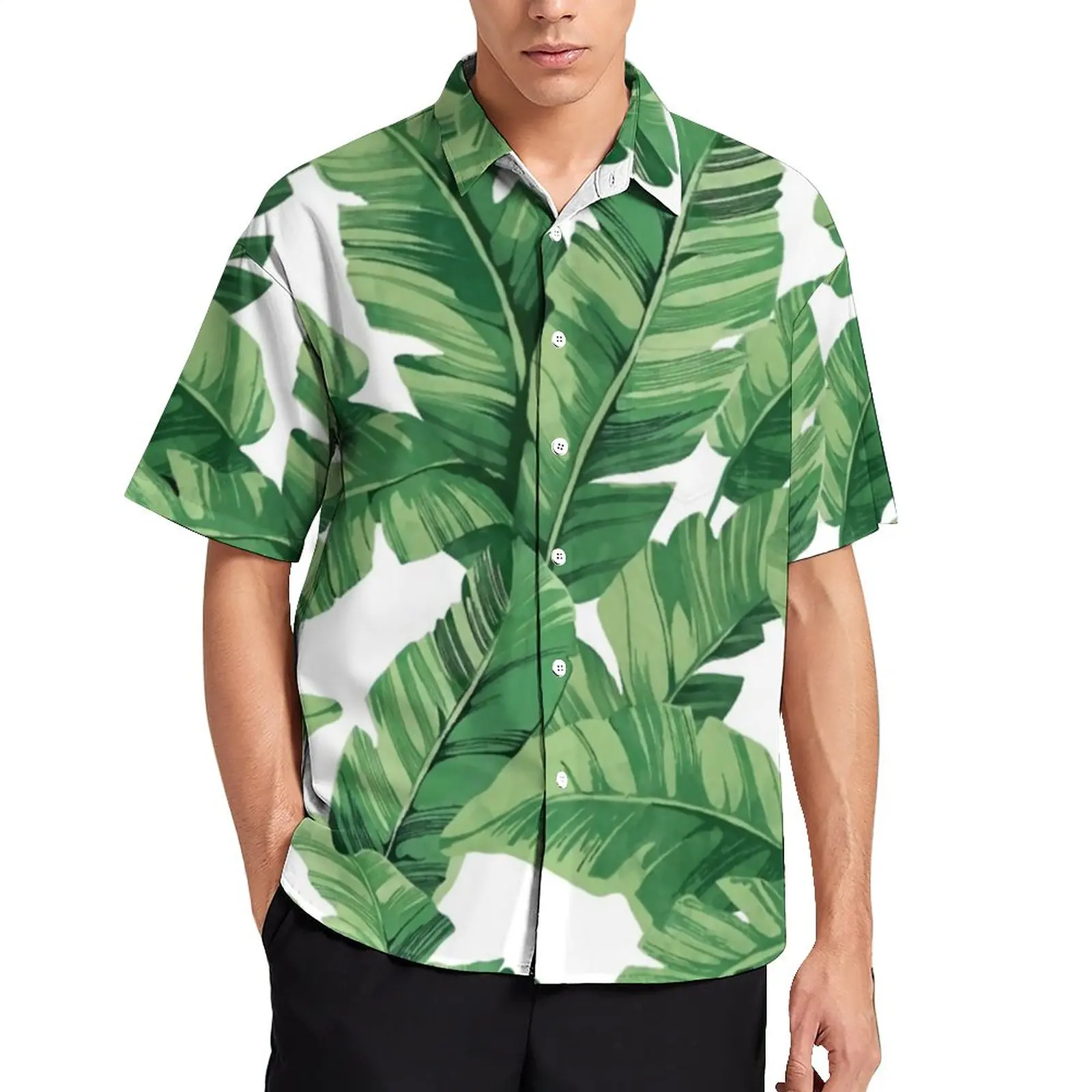 

Banana Leaf Casual Shirt Men Tropical Print Beach Shirt Hawaii Streetwear Blouses Short Sleeve Printed Oversized Clothing