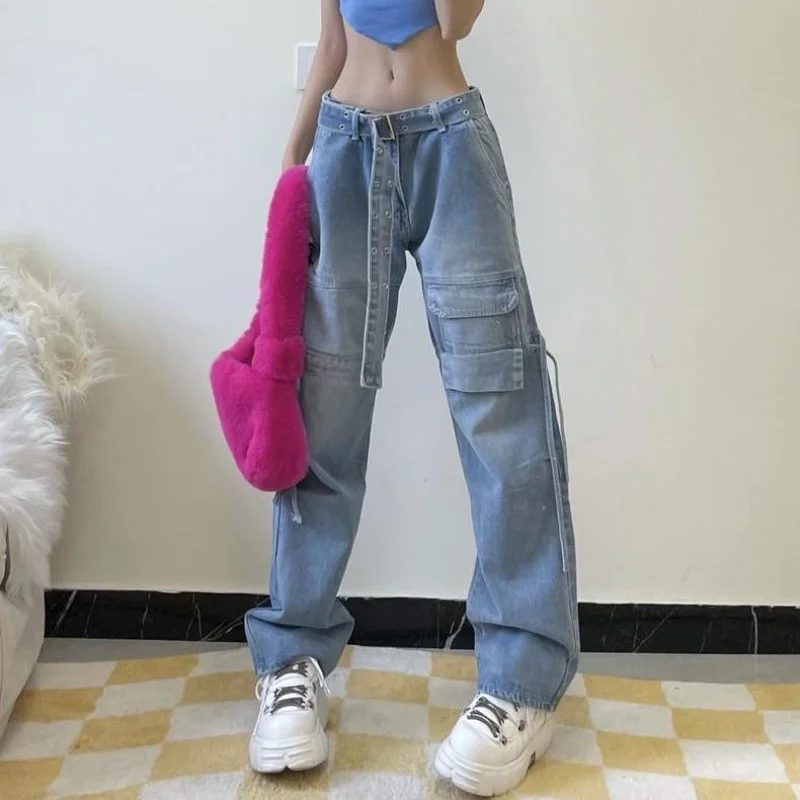 Multi Pocket Y2K 90s Baggy Jeans Punk Women's Streetwear Bandage Low Waist Grunge Vintage Cargo Pants Casual Wide Leg Trousers
Multi Pocket Y2K 90s Baggy Jeans Punk Women's Streetwear Bandage Low Waist Grunge Vintage Cargo Pants Casual Wide Leg Trousers