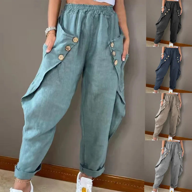 Women's Trousers 2022 Summer New Ladies Casual Pocket Button High Waist Long Pants Fashion Trend Solid Color Famale Street Wear
Women's Trousers 2022 Summer New Ladies Casual Pocket Button High Waist Long Pants Fashion Trend Solid Color Famale Street Wear
